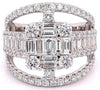 LARGE 2.97CT DIAMOND 18KT WHITE GOLD 3D ROUND & BAGUETTE SQUARE ANNIVERSARY RING
