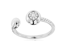 ESTATE .15CT DIAMOND 14KT WHITE GOLD CLUSTER FLOWER DOME SHAPE TENSION FUN RING
