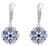 1.78CT DIAMOND & AAA SAPPHIRE 14K WHITE GOLD ROUND & MARQUISE LEVERBACK EARRINGS