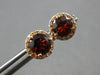 2.30CT DIAMOND & AAA GARNET 14KT ROSE GOLD 3D CLASSIC ROUND HALO STUD EARRINGS