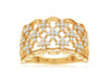 LARGE .50CT DIAMOND 14KT YELLOW GOLD MULTI FLOWER OPEN FILIGREE ANNIVERSARY RING