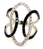 ESTATE LARGE 1.37CT WHITE & BLACK DIAMOND 18KT WHITE GOLD 3D LOVE KNOT FUN RING