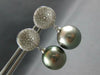 LARGE .54CT DIAMOND & AAA TAHITIAN PEARL 14KT WHITE GOLD 3D FUN HANGING EARRINGS