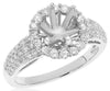 LARGE .81CT DIAMOND 18K WHITE GOLD 3 ROW HALO 6 PRONG SEMI MOUNT ENGAGEMENT RING