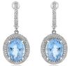 5.71CT DIAMOND & AAA AQUAMARINE 14KT WHITE GOLD 3D OVAL & ROUND HANGING EARRINGS