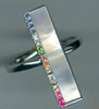 1.95CT DIAMOND & AAA MULTI COLOR SAPPHIRE & MOTHER OF PEARL 14KT WHITE GOLD RING