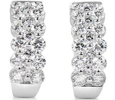 ESTATE 1.80CT DIAMOND 14KT WHITE GOLD 3D 3 ROW CLASSIC UMBRELLA HANGING EARRINGS