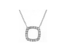 ESTATE .15CT DIAMOND 14KT WHITE GOLD 3D CLASSIC OPEN SQUARE FUN NECKLACE