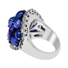 12.84CT DIAMOND & AAA CABOCHON SAPPHIRE 18KT WHITE GOLD 3D OVAL & ROUND FUN RING