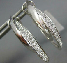 .51CT DIAMOND 18KT WHITE GOLD 3D 2 ROW CRISS CROSS CLIP ON HOOP HANGING EARRINGS