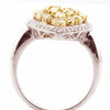 LARGE 2.39CT WHITE & FANCY YELLOW DIAMOND 18KT 2 TONE GOLD 3D TEAR DROP FUN RING