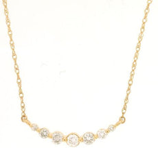 .25CT DIAMOND 14KT YELLOW GOLD 3D GRADUATING SHARED PRONG 7 STONE LOVE NECKLACE