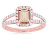 1.4CT DIAMOND & AAA MORGANITE 14KT ROSE GOLD EMERALD CUT & ROUND ENGAGEMENT RING