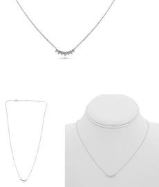 ESTATE .12CT DIAMOND 14KT WHITE GOLD ROUND CLASSIC CROWN ADJUSTABLE FUN NECKLACE