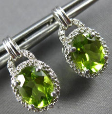 2.26CT DIAMOND & AAA PERIDOT 14KT WHITE GOLD OVAL & ROUND FUN HANGING EARRINGS