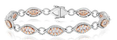 4.3CT WHITE & PINK DIAMOND 18KT WHITE & ROSE GOLD MULTI LEAF ETERNITY BRACELET