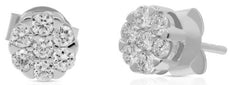ESTATE .49CT DIAMOND 14K WHITE GOLD ROUND CLASSIC INVISIBLE FLOWER STUD EARRINGS