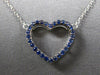 ESTATE .30CT AAA SAPPHIRE 14KT WHITE GOLD 3D OPEN HEART CLASSIC LOVE NECKLACE