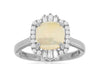 1.61CT DIAMOND & AAA OPAL 14KT WHITE GOLD CUSHION ROUND & BAGUETTE HALO FUN RING