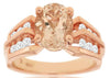 LARGE 3.35CT DIAMOND & AAA MORGANITE 14KT ROSE GOLD OVAL & ROUND ENAGEMENT RING