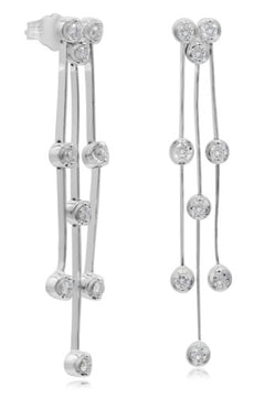 .48CT DIAMOND 14KT WHITE GOLD MULTI ROW FLOWER BY THE YARD FUN HANGING EARRINGS