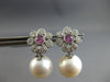 1.1CT DIAMOND & AAA PINK SAPPPHIRE & SOUTH SEA PEARL 14KT WHITE GOLD 3D EARRINGS