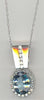 ESTATE 2.77CT DIAMOND & AAA AQUAMARINE 14K WHITE GOLD HALO OVAL FLOATING PENDANT