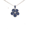 ESTATE 1.02CT DIAMOND & AAA SAPPHIRE 18KT WHITE GOLD 3D FLOWER FLOATING PENDANT