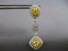 LARGE 4.08CT WHITE & FANCY YELLOW DIAMOND 18K 2 TONE GOLD OVAL HANGING EARRINGS