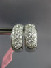 ESTATE WIDE 1.50CT DIAMOND 14KT WHITE GOLD 3 ROW CLASSIC HUGGIE HANGING EARRINGS