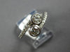 ESTATE .68CT DIAMOND 14KT WHITE GOLD CLASSIC BEZEL 2 STONE CRISS CROSS LOVE RING