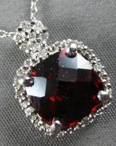 2.16CT DIAMOND & AAA GARNET 14KT WHITE GOLD 3D CUSHION & ROUND FLOATING PENDANT