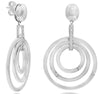 .09CT DIAMOND 14KT WHITE GOLD ROUND MULTI CIRCULAR ETOILE FUN HANGING EARRINGS