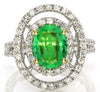 2.25CT DIAMOND & AAA EMERALD 18KT 2 TONE GOLD OVAL DOUBLE HALO ENGAGEMENT RING
