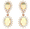 4.10CT DIAMOND & AAA OPAL 14KT ROSE GOLD 3D OVAL & ROUND DOUBLE FLOWER EARRINGS