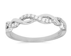 ESTATE .14CT DIAMOND 14KT WHITE GOLD ROUND INFINITY SEMI ETERNITY FUN LOVE RING