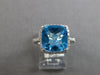 6.98CT DIAMOND & AAA LIGHT BLUE TOPAZ 14K WHITE GOLD 3D CUSHION & ROUND FUN RING