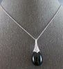 LARGE 16.06CT DIAMOND & AAA ONYX 14KT WHITE GOLD 3D TEAR DROP FLOATING PENDANT
