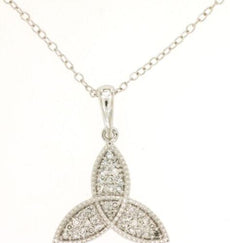.16CT DIAMOND 14KT WHITE GOLD 3D ROUND LUCKY DOLPHIN'S TAIL FUN FLOATING PENDANT