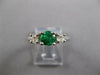 .77CT DIAMOND & AAA EMERALD 14KT WHITE GOLD ROUND 3 STONE ENGAGEMENT RING #27235