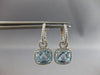 LARGE 4.70CT DIAMOND & AAA BLUE TOPAZ 14KT WHITE GOLD 3D HALO LEVERBACK EARRINGS