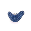 ESTATE LARGE 2.38CT AAA SAPPHIRE 18KT WHITE GOLD 3D DOME V SHAPE FUN RING