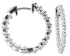 .90CT DIAMOND 14K WHITE GOLD SHARE PRONG INSIDE OUT HOOP HUGGIE HANGING EARRINGS