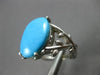 ESTATE LARGE AAA TURQUOISE 14KT WHITE GOLD MULTI LEAF OVAL CRISS CROSS LOVE RING