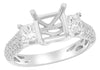 1.18CT DIAMOND 14K WHITE GOLD ROUND & PRINCESS SQUARE SEMI MOUNT ENGAGEMENT RING