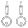 .57CT DIAMOND 18KT WHITE GOLD 3D SOLITAIRE CIRCULAR DOUBLE BAR HANGING EARRINGS