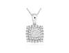 .50CT DIAMOND 14KT WHITE GOLD CLASSIC FLOWER SQUARE DOUBLE HALO FLOATING PENDANT