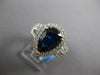 LARGE 3.4CT DIAMOND & AAA SAPPHIRE 14KT WHITE GOLD 3D PEAR SHAPE ENGAGEMENT RING