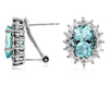 5.25CT DIAMOND & AAA AQUAMARINE 14KT WHITE GOLD FLOWER CLIP ON HANGING EARRINGS