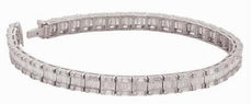 5.96CT DIAMOND 18KT WHITE GOLD ROUND & BAGUETTE INVISIBLE SQUARE TENNIS BRACELET
